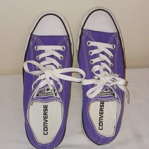 Converse All Star Low Top Sneakers Purple Canvas Lace Up Shoes Mens 8 Womens 9.5